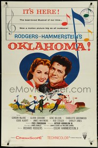 6j1044 OKLAHOMA 1sh 1956 Shirley Jones, MacRae, Rodgers & Hammerstein, RKO version!