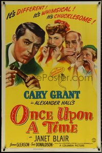 6j1047 ONCE UPON A TIME style B 1sh 1944 close-up art of Cary Grant & Janet Blair, ultra-rare!
