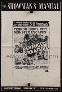 6j0314 REVENGE OF THE CREATURE pressbook 1955 lots of 3-D ads & info about both releases!
