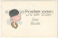 6j0140 MORT WALKER signed postcard 1976 he drew a picture of his comic character Beetle Bailey!