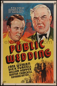 6j1076 PUBLIC WEDDING Other Company 1sh 1937 Jane Wyman, William Hopper, Dick Purcell, ultra rare!