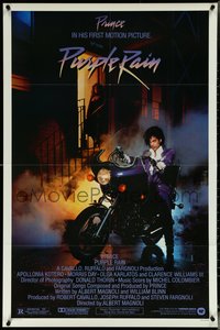 6j1078 PURPLE RAIN 1sh 1984 great image of Prince riding motorcycle, in his first motion picture!