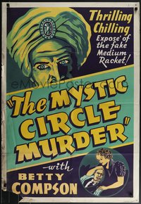 6j1090 RELIGIOUS RACKETEERS 1sh R1939 Mystic Circle Murders, Mrs. Harry Houdini, rare!