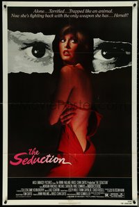 6j1124 SEDUCTION 1sh 1982 super sexy half-dressed Morgan Fairchild, trapped like an animal!
