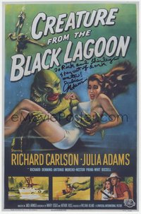 6j0078 JULIE ADAMS signed color 10x15 REPRO photo 1990s art of The Creature from the Black Lagoon!