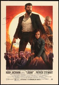 6j0057 LOGAN signed IMAX mini poster 2017 by Hugh Jackman, art of him as Wolverine by Dave Rapoza!