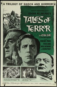 6j1174 TALES OF TERROR 1sh 1962 great images of Peter Lorre, Vincent Price & Basil Rathbone!