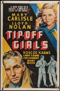 6j1191 TIP-OFF GIRLS Other Company 1sh 1938 different art of Mary Carlisle, Lloyd Nolan, ultra rare!