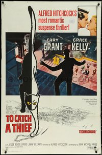 6j1192 TO CATCH A THIEF 1sh R1965 Grace Kelly & Cary Grant, Alfred Hitchcock!