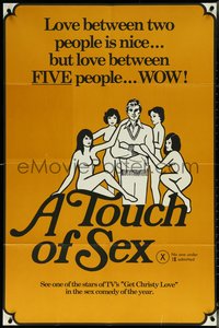 6j1198 TOUCH OF SEX 1sh 1976 Harry Wilcox, wacky & sexy art, love between five people, ultra rare!