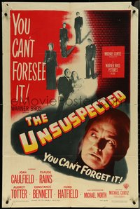 6j1205 UNSUSPECTED 1sh 1947 Joan Caulfield, Claude Rains, you can't forsee it, you can't forget it!