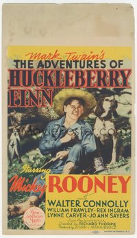 6j0267 ADVENTURES OF HUCKLEBERRY FINN mini WC 1939 Mickey Rooney with straw hat by dog, ultra rare!