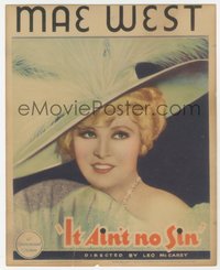 6j0270 BELLE OF THE NINETIES mini WC 1934 great close portrait of sexy Mae West, It Ain't No Sin!