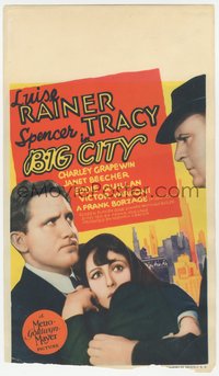 6j0272 BIG CITY mini WC 1937 Spencer Tracy & Luise Rainer, cool art of New York City, ultra rare!