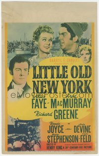 6j0281 LITTLE OLD NEW YORK mini WC 1940 Alice Faye, Fred MacMurray & Richard Greene, ultra rare!