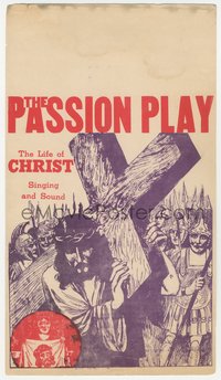 6j0287 PASSION PLAY mini WC 1940s The Life of Christ with Singing and Sound, art of Jesus w/ cross!