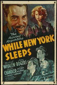 6j1219 WHILE NEW YORK SLEEPS 1sh 1938 Roving Reporters Jean Rogers & Joan Woodbury, rare!