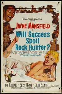 6j1225 WILL SUCCESS SPOIL ROCK HUNTER 1sh 1957 art of sexy Jayne Mansfield wearing only a sheet!