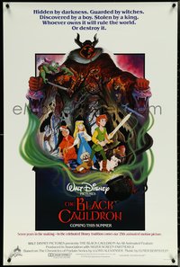 6k0580 BLACK CAULDRON advance 1sh 1985 first Walt Disney CG, cool fantasy art by Paul Wenzel!