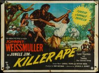 6k0043 KILLER APE British quad 1954 Johnny Weissmuller as Jungle Jim, drug-mad beasts, rare!