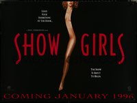6k0054 SHOWGIRLS teaser British quad 1996 Verhoeven, sexy nearly-naked stripper Elizabeth Berkley!