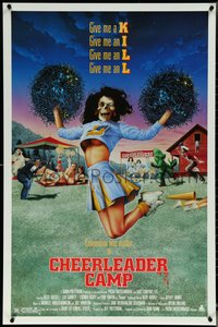 6k0608 CHEERLEADER CAMP 1sh 1987 John Quinn directed, wacky image of sexy cheerleader w/skull head!