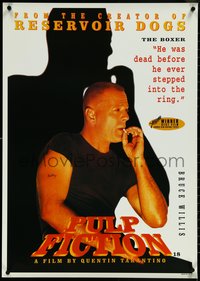 6k0444 PULP FICTION 24x34 commercial poster 1994 Tarantino, image of smoking Bruce Willis!