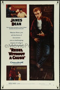 6k0445 REBEL WITHOUT A CAUSE 27x41 commercial poster 1980s Nicholas Ray, James Dean & Natalie Wood!