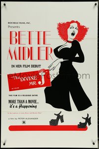 6k0634 DIVINE MR. J 1sh 1974 cool art of Bette Midler in her film debut, John Bassberger!