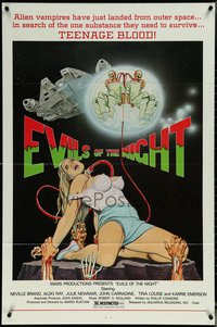 6k0659 EVILS OF THE NIGHT 1sh 1985 Tom Tierney art of sexy girl, ghouls need teenage blood!