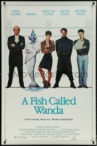 6k0675 FISH CALLED WANDA 1sh 1988 John Cleese, Jamie Lee Curtis, Kline & Palin in police line up!
