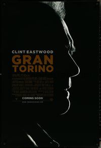 6k0706 GRAN TORINO advance DS 1sh 2008 cool shadowy silhouette profile of Clint Eastwood!