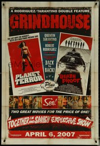 6k0709 GRINDHOUSE advance DS 1sh 2007 Rodriguez & Quentin Tarantino, Planet Terror & Death Proof!