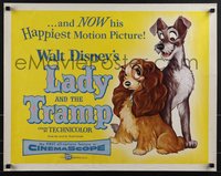 6k0192 LADY & THE TRAMP 1/2sh 1955 Disney's happiest motion picture, canine dog classic cartoon!