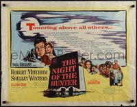 6k0200 NIGHT OF THE HUNTER style A 1/2sh 1956 Robert Mitchum & Winters, Laughton's classic noir!