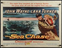 6k0207 SEA CHASE 1/2sh 1955 sexy Lana Turner is the fuse of John Wayne's floating time bomb!