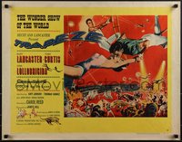 6k0212 TRAPEZE style A 1/2sh 1956 circus art of Burt Lancaster, Gina Lollobrigida & Tony Curtis!