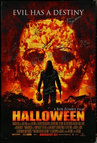 6k0712 HALLOWEEN signed advance DS 1sh 2007 by Sid Haig, Malcolm McDowell & many more cast members!