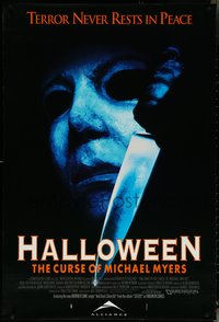 6k0715 HALLOWEEN VI advance 1sh 1995 Curse of Mike Myers, art of the man in mask w/knife!