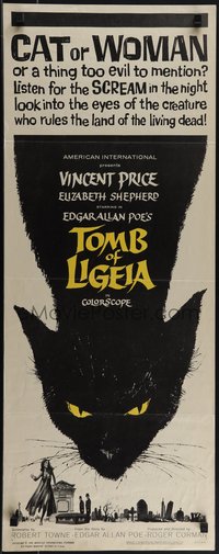 6k0097 TOMB OF LIGEIA insert 1965 Vincent Price, Roger Corman, Edgar Allan Poe, cool cat artwork!
