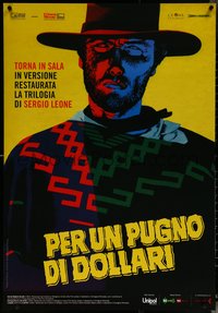 6k0361 FISTFUL OF DOLLARS Italian 1sh R2014 Leone, Papuzza cowboy western art of Eastwood!
