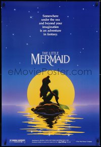 6k0782 LITTLE MERMAID teaser DS 1sh 1989 Disney, great art of Ariel in moonlight by Morrison/Patton!