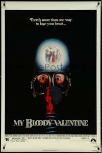 6k0818 MY BLOODY VALENTINE 1sh 1981 bloody gas mask, there's more than one way to lose your heart!