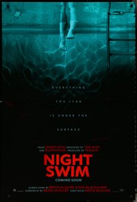 6k0826 NIGHT SWIM teaser DS 1sh 2024 haunted swimming pool, everything you fear is under the surface!