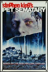 6k0844 PET SEMATARY 1sh 1989 Stephen King's best selling thriller, cool graveyard image!