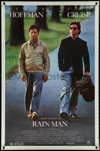 6k0865 RAIN MAN 1sh 1988 Tom Cruise & autistic Dustin Hoffman, directed by Barry Levinson!