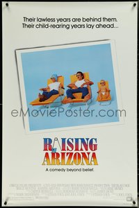 6k0866 RAISING ARIZONA 1sh 1987 Coen Brothers, best art of Nicolas Cage, Holly Hunter & baby!