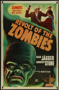 6k0880 REVOLT OF THE ZOMBIES 1sh R1947 cool artwork, they're not dead and they're not alive!