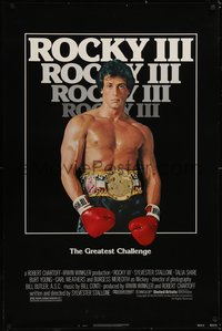 6k0888 ROCKY III 1sh 1982 image of boxer & director Sylvester Stallone with gloves & title belt!