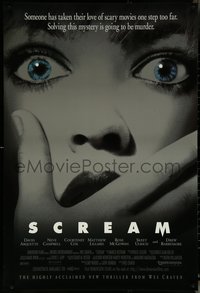 6k0897 SCREAM 1sh 1996 directed by Wes Craven, someone has taken scary movies too far!